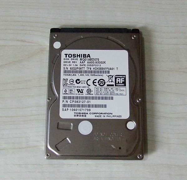 東芝 MQ01ABD075 750GB 2.5インチHDD ジャンク