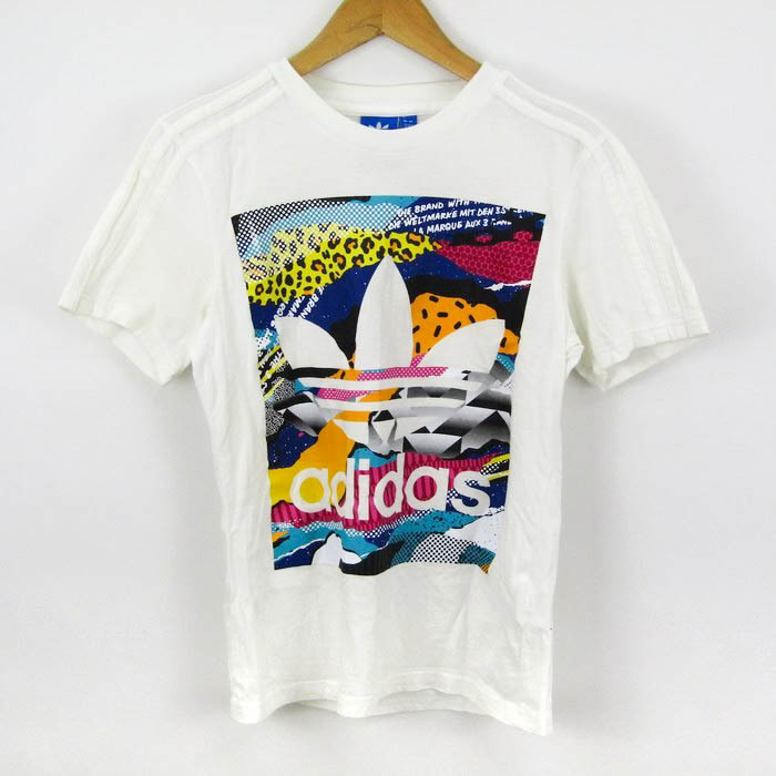 アディダス 半袖Tシャツ グラフィックT ロゴT コットン スポーツウェア メンズ XSサイズ ホワイト adidas
