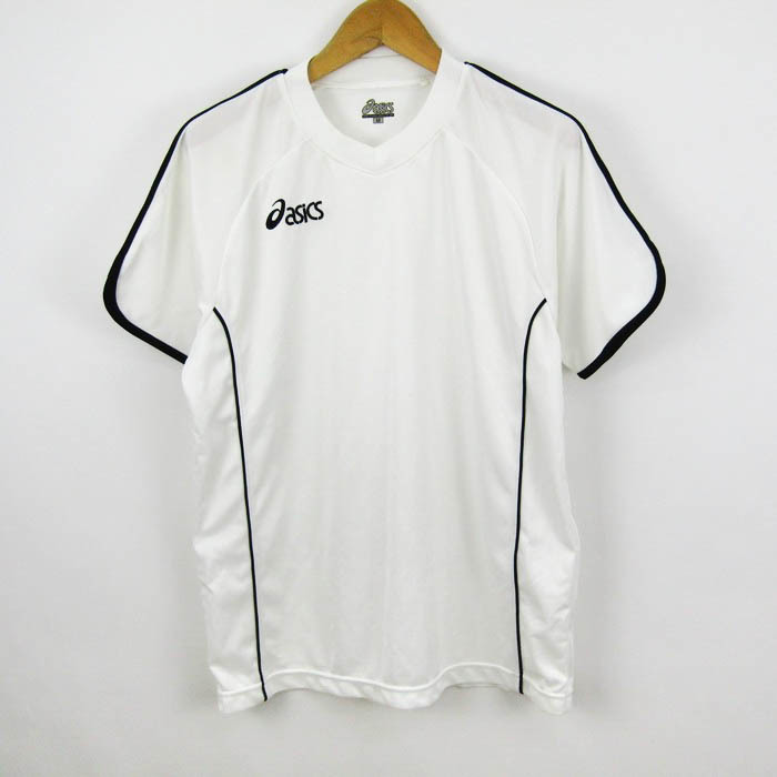 アシックス 半袖Tシャツ Vネック 胸元ロゴ トップス スポーツウエア ランニング トレーニング メンズ Mサイズ ホワイト asics