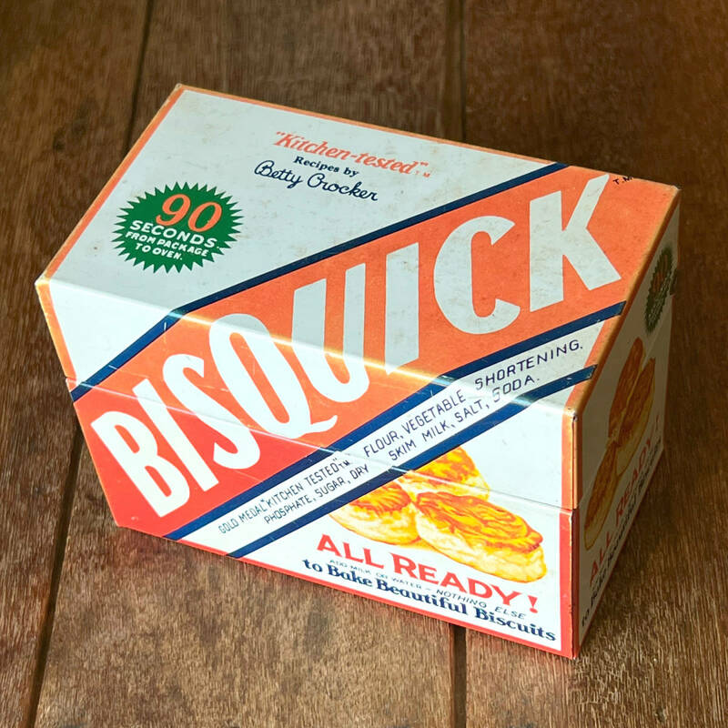 BISQUICK ビスクイック レシピボックス / レシピカード付 / 1970年代製 70's アメリカ ヴィンテージ USA TIN 缶 
