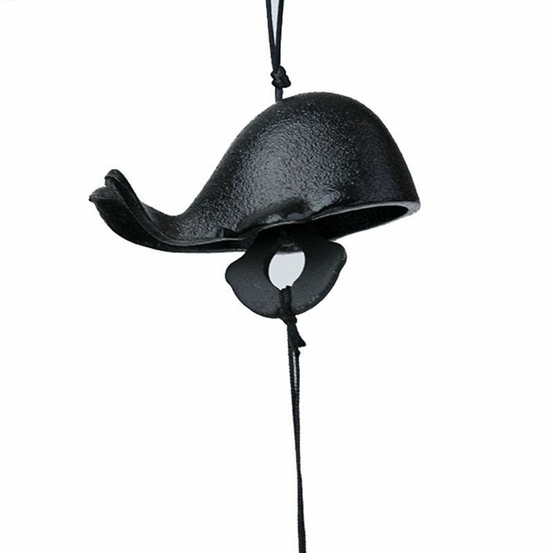 風鈴 ベル クジラ型 シンプル 鉄製 (黒)