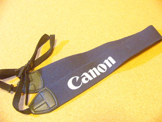 状態良好 Canon キャノン 純正ストラップ EOS (良品) 布製 幅広タイプ 紺・黒/EOS-1等