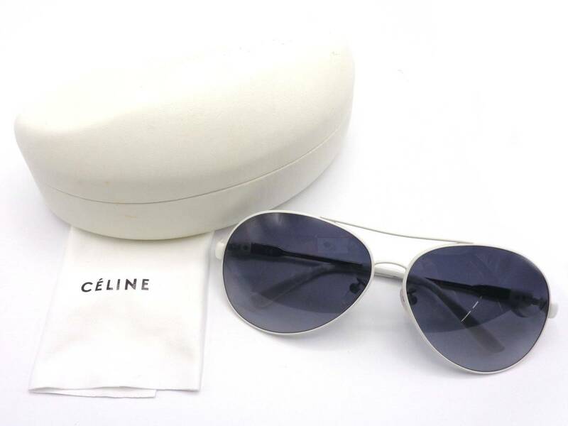 apf216☆未使用保管品【CELINE/セリーヌ】レディース サングラス 白 SC 1440G 64□13 ■NK551