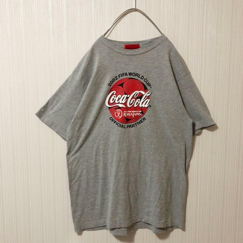 コカコーラTシャツ半袖メンズLワールドカップサッカーシャツコラボ古着　1