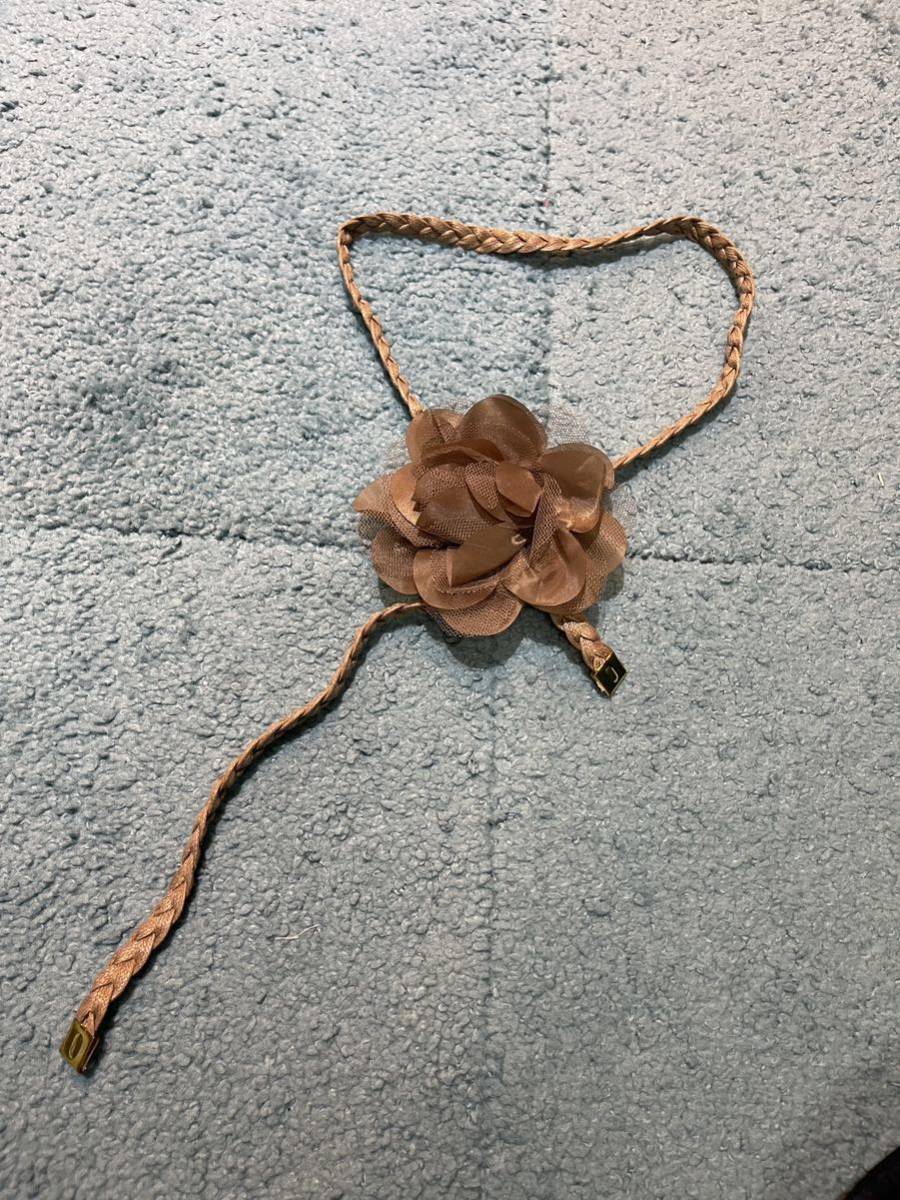新品　コサージュ付きベルト　フリーサイズ　ブラウン
