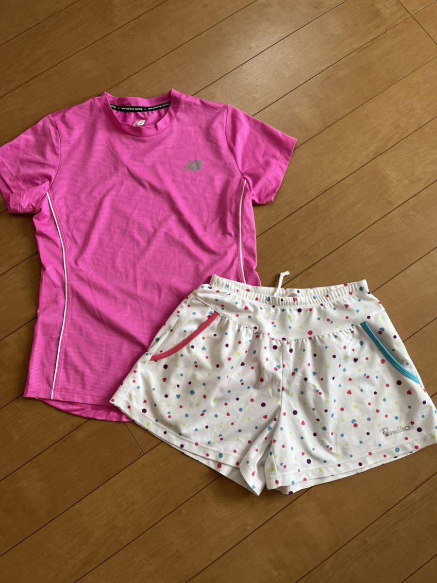 ＮＢニューバランスparadisoパラディーゾ 半袖Tシャツ ショートパンツ トレーニングウェア テニス　Ｓ