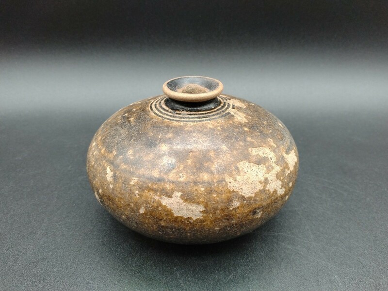  クメール 陶器 黒褐釉 壷 壺 カンボジア古陶