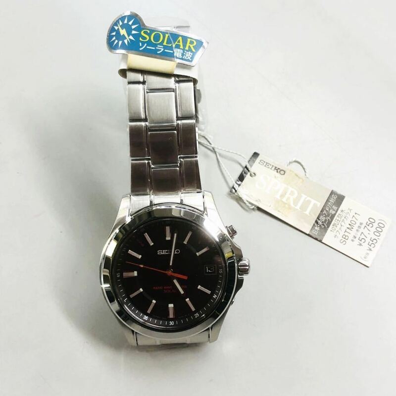新品 未使用 セイコー SPIRIT SBTM071 ブラック文字盤 メンズ 腕時計 ソーラー電波時計　