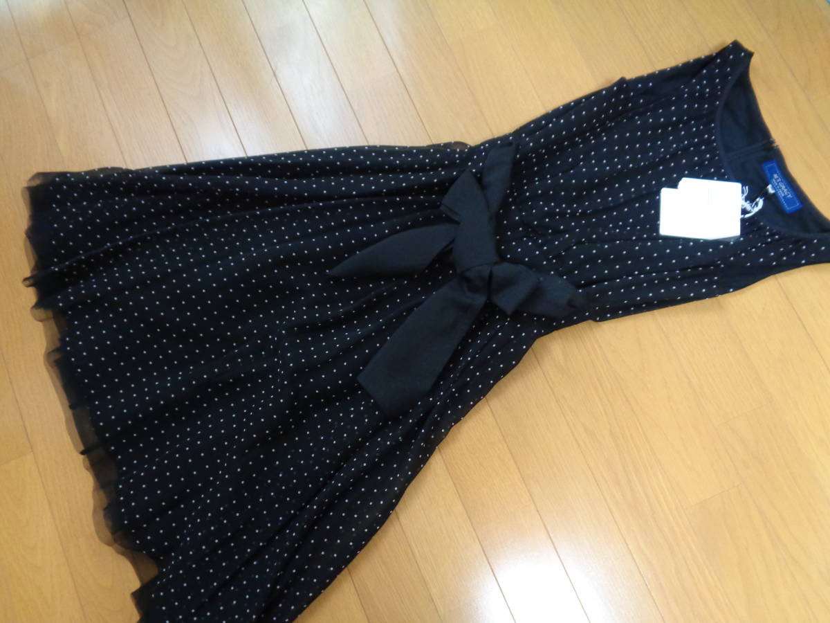 エムズグレイシー☆カタログ掲載☆ドット☆裾チュール☆ワンピース☆ワンピ☆リボン☆黒☆新品☆m,sgracy☆日本製☆ドレス☆エレガンス