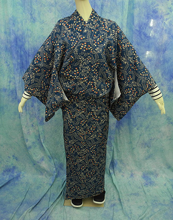 （166）洗える着物　washable　小紋　合成繊維　pre-owned　美品　Japanese Kimono 160cm 62.9inch synthetic fiber