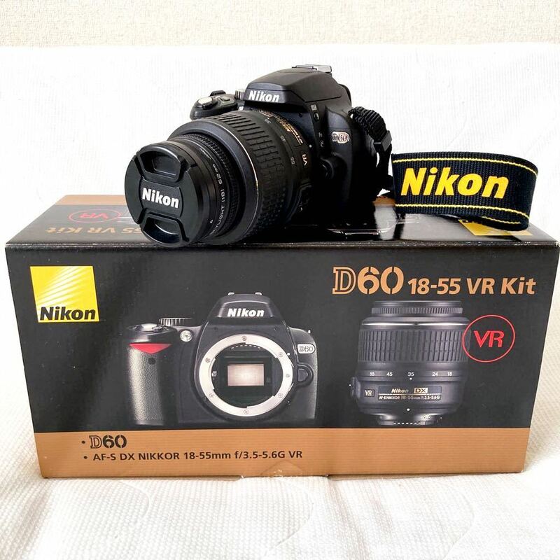 i82)Nikon D60 18-55 VR Kit AF-S DX NIKKOR 18-55mm f/3.5-5.6G VR ニコン デジタル 一眼レフ カメラ レンズ セット PLフィルター
