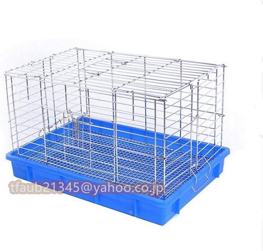 小動物ケージ ペットケージ メッキ 折りたたみ式 掃除しやすい 通気性 持ち運びやすい ブルー（60X40X36CM）