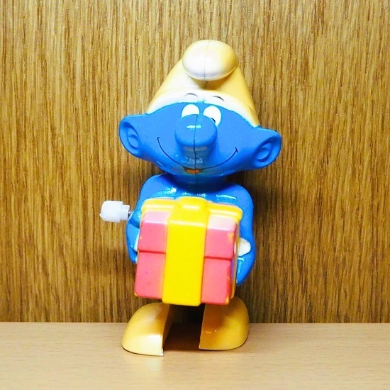 スマーフ　フィギュア　プレゼント　ぜんまい　人形　1982　Smurf 　アメトイ　アメリカ　トイ