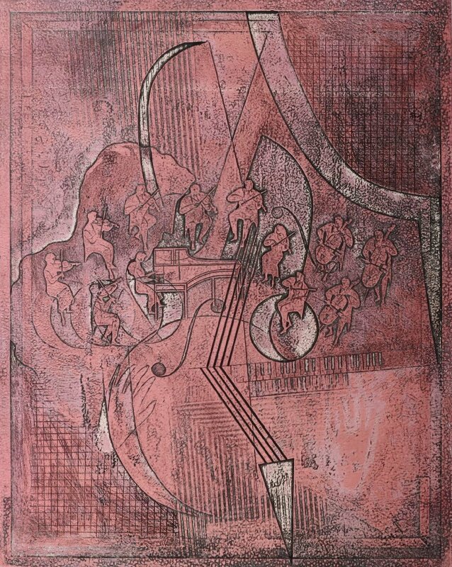 吉田康子「コンチェルト・グローソ」38/50 リトグラフ 額装品 / Concerto grosso シュルレアリスム画