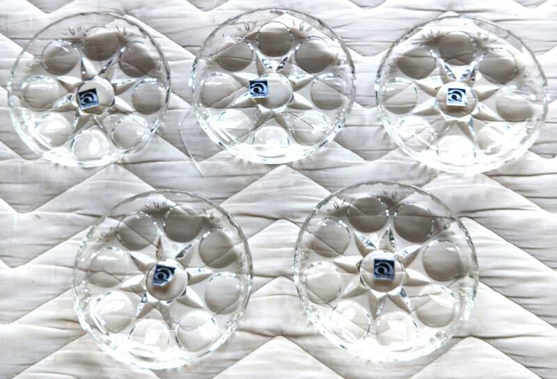 アデリア グラス 石塚硝子 小皿 ×5 グラス ×5 未使用品 まとめて 昭和レトロ・レトロポップ・当時物・デッドストック・アンティーク
