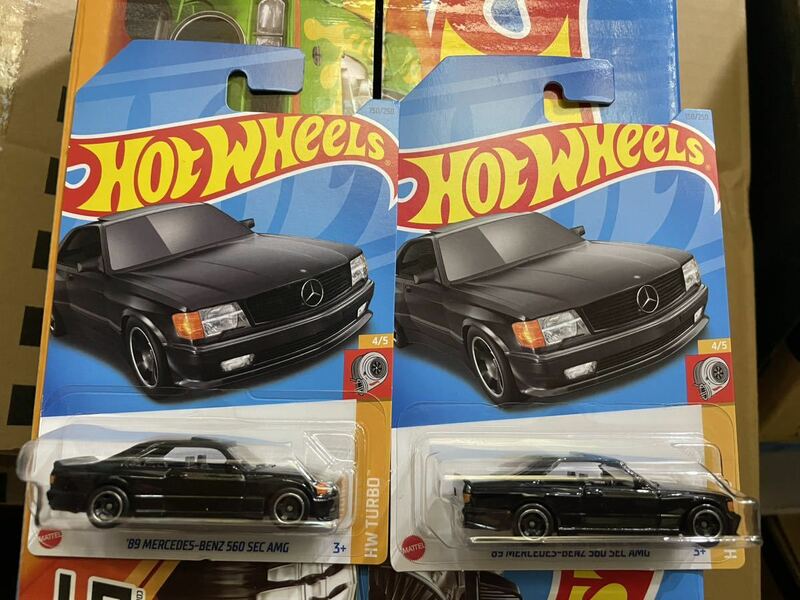 送料込2台 89 メルセデスベンツ 560SEC AMG 黒 ブラック ホットウィール Hotwheels 1989 Mercedes Benz 560 SEC Black