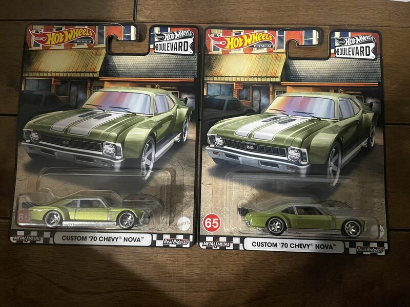 送料込2台セット HOTWHEELS BOULEVARD ホットウィール　ブールバード CUSTOM '70 CHEVY NOVA カスタム '70シェビー　ノヴァ　ノバ