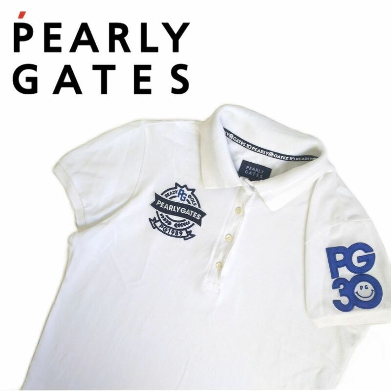極美品 近年新作 PEARLY GATES 吸水速乾 ストレッチ ニコちゃん 鹿の子 半袖ポロシャツ レディース1 パーリーゲイツ ゴルフウェア 2309247