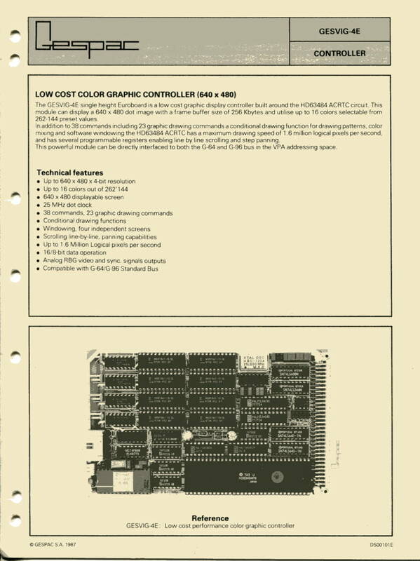 □【GESPAC】GESVIG-4E GRAPHIC CONTROLLER(640x480) Datasheet 