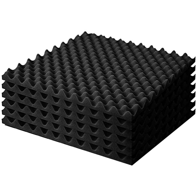 吸音材 防音シート 壁 波型 50*50cm 厚み2.5cm 6枚 防音材 壁 吸音シート 緩衝材 ウレタンフォーム スポンジ 高密度 音楽計画 ブラック