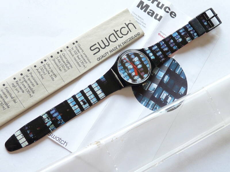 未使用電池交換済 スウォッチ レギュラーモデル Swatch 1997年 オーバータイム Overtime デザイナー ブルースマウ 品番GB183