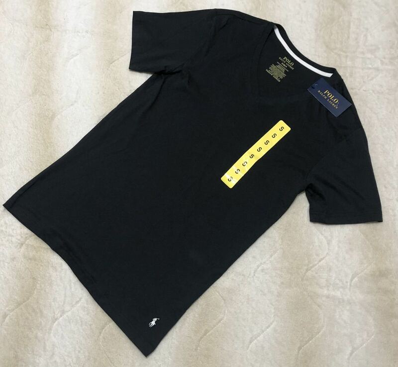 新品★POLO RALPH LAUREN★ポロ ラルフローレン 半袖 Tシャツ S（M～L位） 黒系 Vネック V首 コットン インナー 821670③