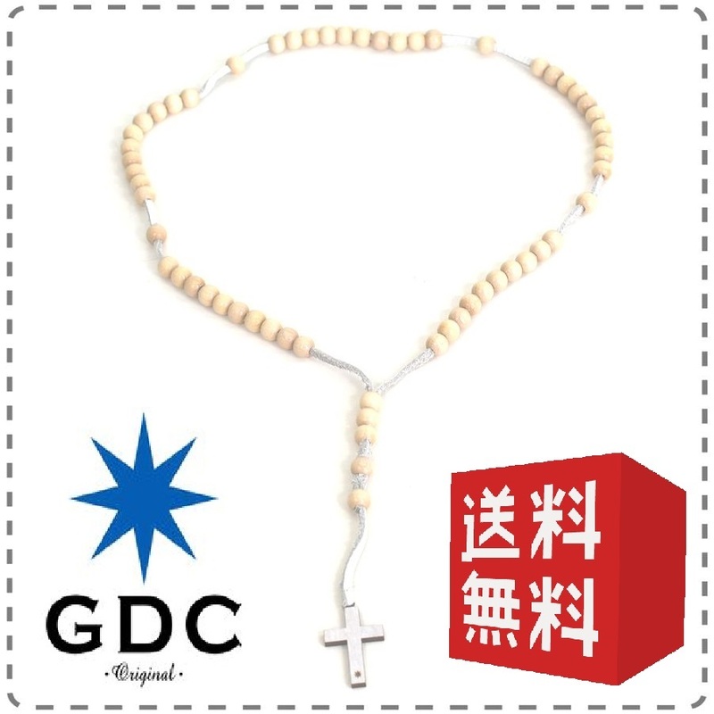 GDC ジーディーシー クロスロザリオ ネックレス 十字架 ベージュ ペンダント アクセサリー ロゴ メンズ レディース 送料無料