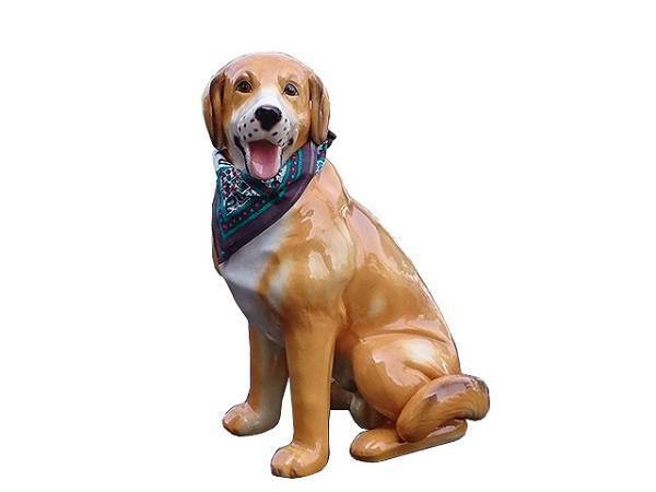 陶器製 置物 ゴールデン レトリバー 犬オブジェ レトリーバー 玄関 犬の置物 オブジェ 陶器犬 別倉庫発送 送料別途 バンダナは付属しません