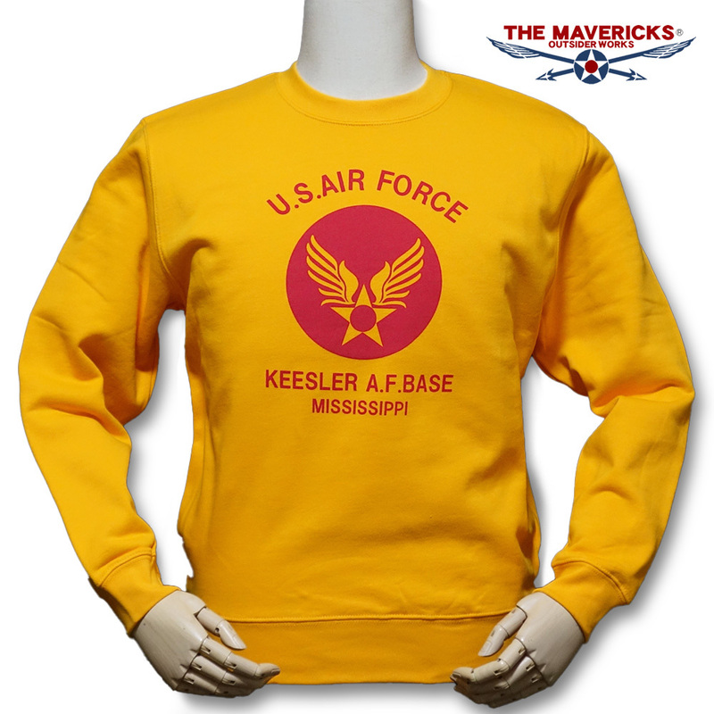 スウェット トレーナー L メンズ THE MAVERICKS ブランド 裏パイル USAF エアフォース AIRFORCE 黄色 イエロー