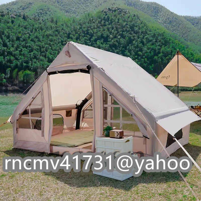 複数人使用 精緻 厚め 雨防止 超大型テント キャンプ装備3-8人使用 オックスフォード布製テント 屋外 全自動空気入れキャンプ
