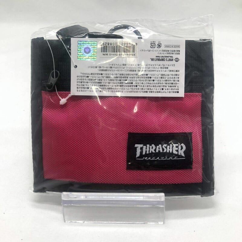 スラッシャー THRASHER ネックパスケース ネームホルダー カードケース パスケース 小銭入れ ピンクKN-G50O
