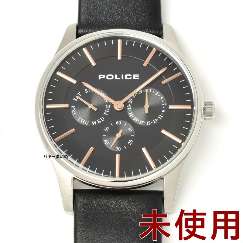 ポリス POLICE 14701JSR-01 メンズ 腕時計 革ベルト レザーベルト ブラック×ローズゴールド クオーツ COURTESY コーテシー 未使用 箱あり