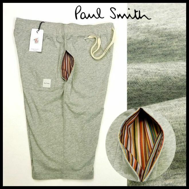 新品 即決 ポールスミス ハーフパンツ マルチストライプ M グレー 春夏 コットン ロゴ Paul Smith メンズ 【1627a】