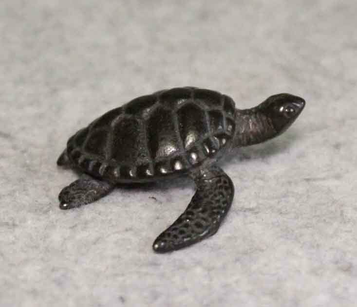 金属工芸●●海亀　置物　ブロンズ　5cm●●銅製　古銅 bronze sea turtle ウミガメ　亀　カメ　ペーパーウエイト