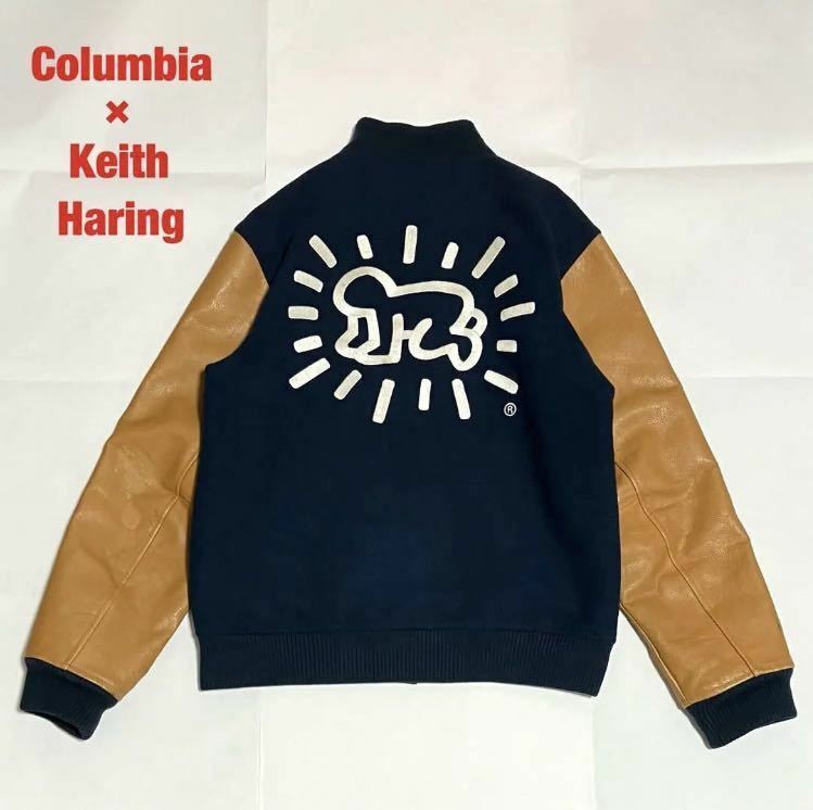 【希少】Columbia×Keith Haring　コラボスタジャン　牛革レザー　コロンビア　キースヘリング　バイカラー　刺繍　Kinetics　213 PM5874
