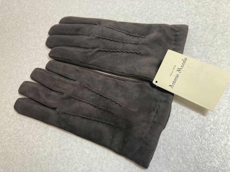 新品　アントニオムローロ(伊)　手袋　ラムスエード×ウールライニング　８ハーフ　ナポリの老舗のメンズグローブ　定価２．４万円