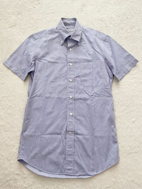 土井縫工所 size38-15 半袖シャツ チェック ブルー 青 ホワイト 白 (KI) size