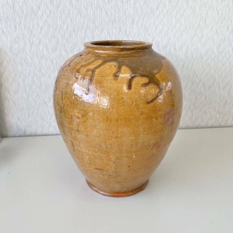 古い　堤焼　針生乾馬　壺　花瓶 　　仙台　　伝統工芸品　花生 花入 花器