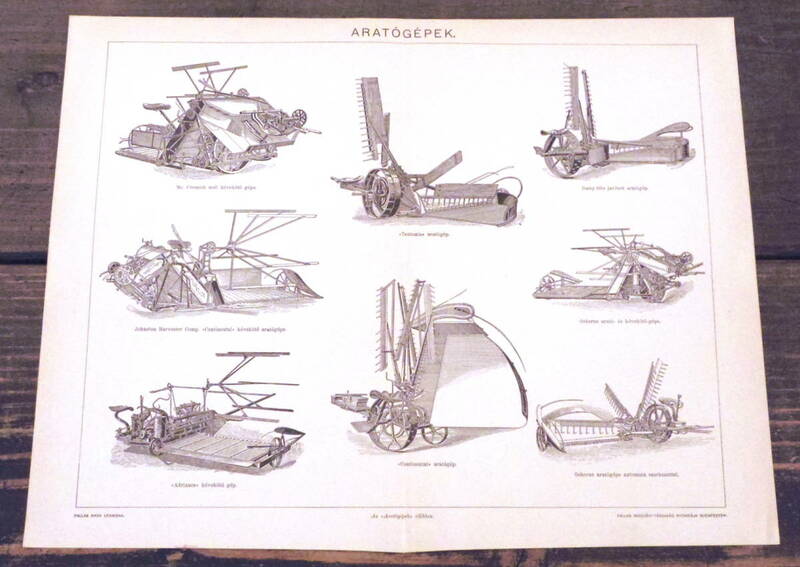 農具/農業/機械/インダストリアル■図版■ハンガリー■アンティーク/1890年