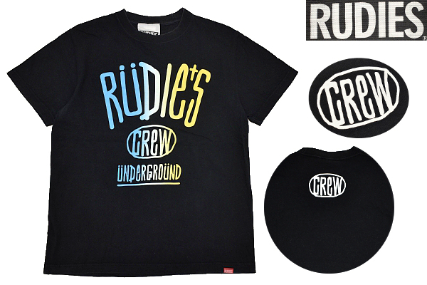 Y-6476★送料無料★RUDIES ルーディーズ★ブラック黒色 大きな グラデーションロゴ ストリート 半袖 Ｔ-シャツ Ｍ