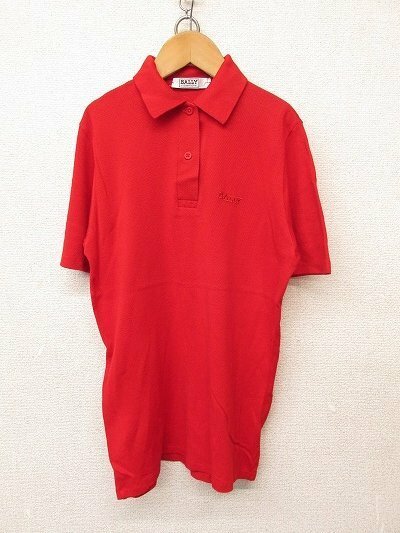 k6317：vintage？BALLY バリー レディース 半袖ポロシャツ 36 カットソー/ゴルフウェア ロゴ刺繍/レッド赤 英国製：35