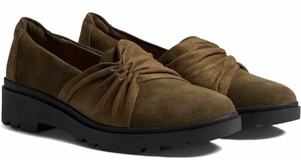 Clarks 26.5cm ウエッジ チャンキー ローファー 軽量 こっくり オリーブ 秋色 スリッポン スニーカー パンプス ブーツ バレエ 限12