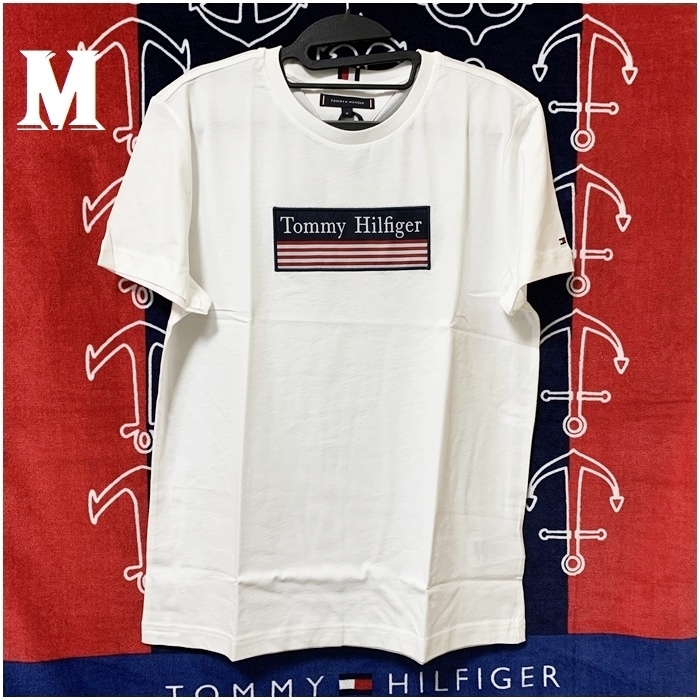 STRIPED WOVEN LAVEL TEE ホワイト Mサイズ TOMMY HILFIGER #ngTOMMY