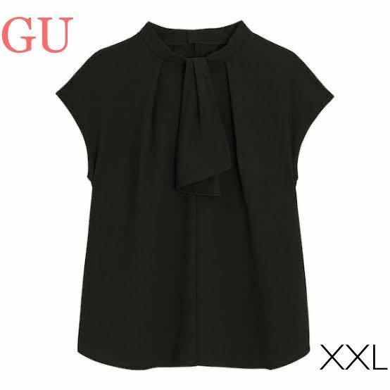 sale!新品タグ付☆ GU ジーユー☆タイリボンブラウス　黒XXL