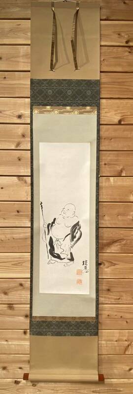 【模写】掛軸『「布袋の図」桂堂』美品 床の間 吉祥掛軸 ほてい様 骨董品 古民家 和風 新年 KAKEJIKUJapanese culture