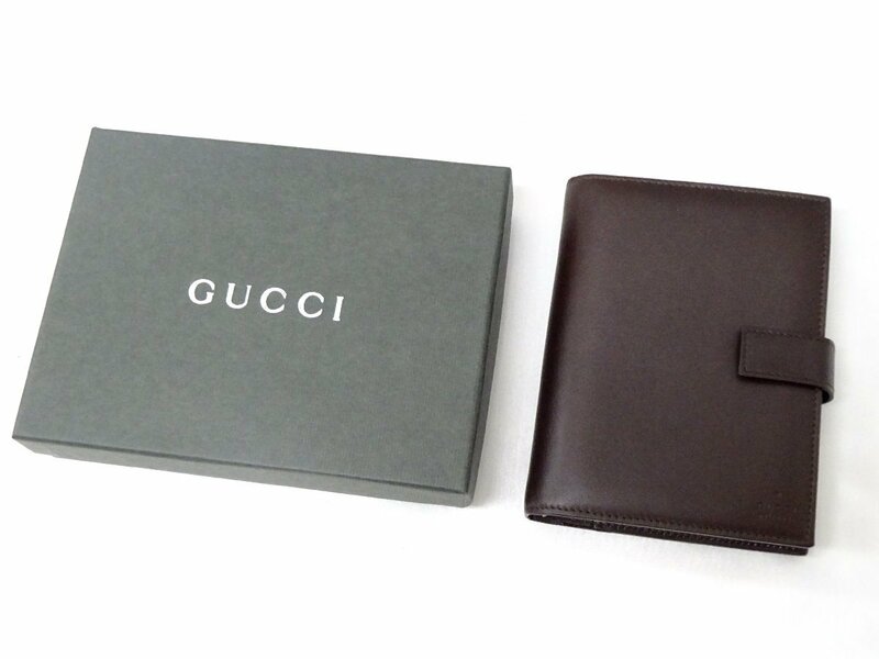 ペン/中身 付【未使用】グッチ/GUCCI レザー 手帳カバー ブラウン ケース メモ アドレス帳 031-0416-0927