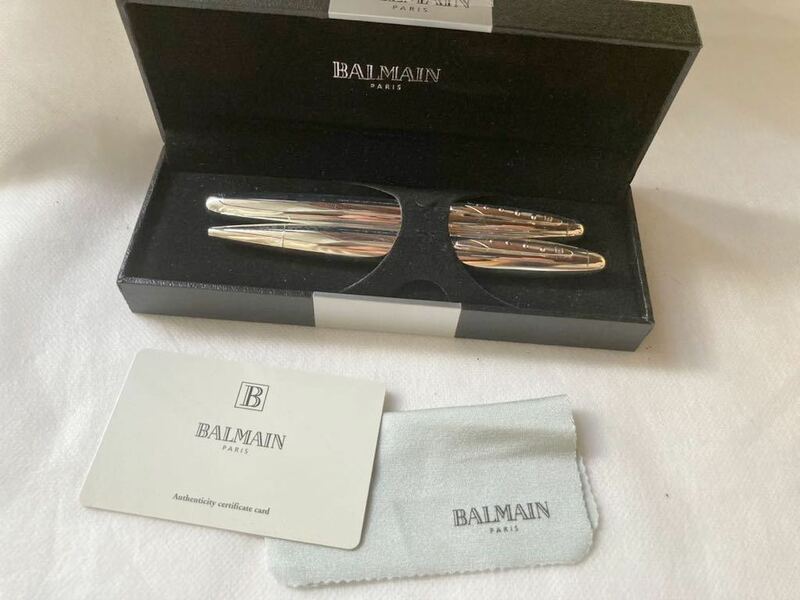 ◆　バルマン　【BALMAIN】　ボールペン　シルバー　２本セット　◆