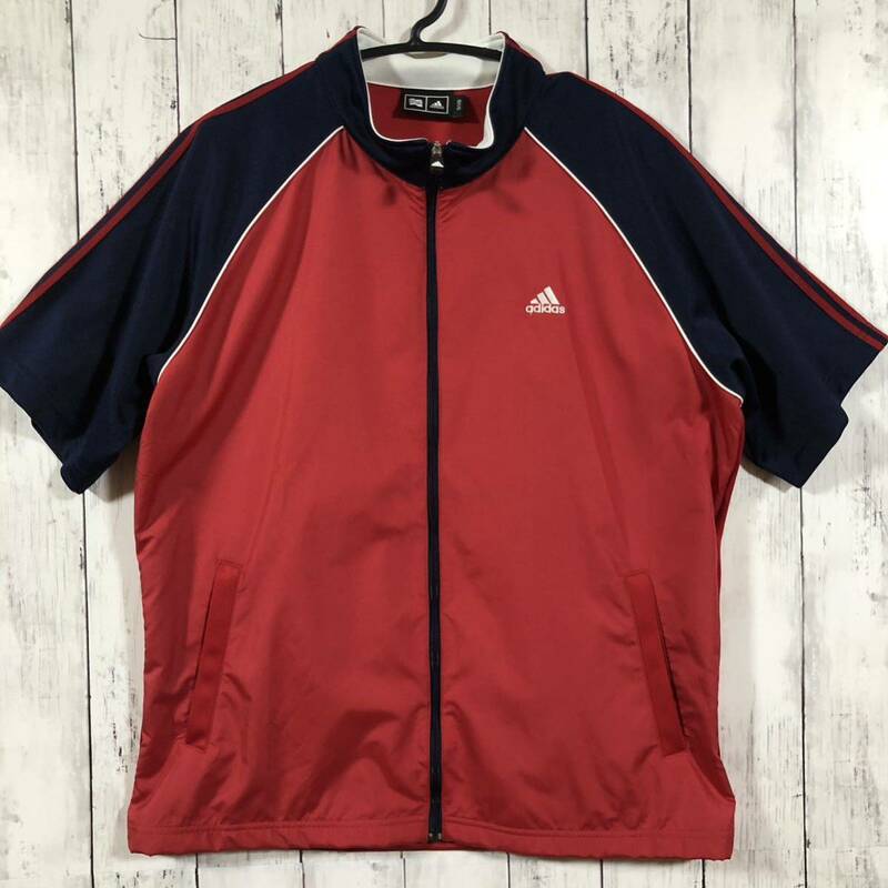 【adidas golf】アディダスゴルフ 半袖ジャケット メンズ O レッド×ネイビー 送料無料！