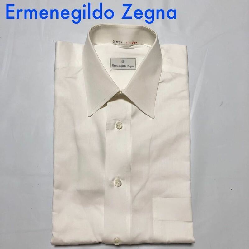 Ermenegildo Zegna エルメネジルドゼニア　コットンシャツ　ワイシャツ　長袖　3915 1/2 サイズL相当　ホワイト