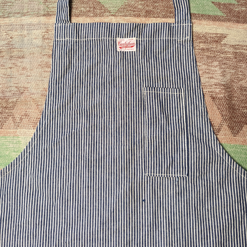 大戦【Cantripum】 40s Hickory Stripe Work Apron 40年代 ワーク エプロン 月桂樹ボタン 針刺し ヒッコリーストライプ ビンテージ 30s50s 